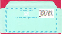 O.N.U. - 1977 - INTERO AEROGRAMMA CENT. 22 - NUOVO - FORMATO COMMERCIALE - Gebraucht