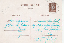 CARTE POSTALE CORRESPONDANCE  TIMBRE PETAIN - Manuscrits