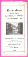 Dépliant 4 Volets Excursions Dans Les Causses Cévennes Et Gorges Du Tarn S.I. De Mende Lozère Années 20 - Toerisme