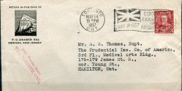 1937 Cover Toronto King George VI Coronation - Drapeau Avec Mât - Stempel Vlag Met Mast - Flag With Flagpole Cancel. - Storia Postale