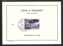 LIECHTENSTEIN 1965: Encart "J.F. Kennedy" De Vaduz - Cartas & Documentos