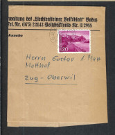 LIECHTENSTEIN 1965: Bande Pour Journaux De Vaduz Pour Zug (ZG, Suisse) - Cartas & Documentos