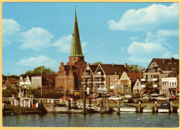 Boote, Autos, Kirche, Boats, Cars, Church - Ostseeheilbad Travemunde, Germany -ATM Label - Luebeck-Travemuende