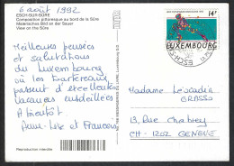 LUXEMBOURG 1992: CP Ill. De Esch-sur-Sure à Genève (Suisse) - Briefe U. Dokumente