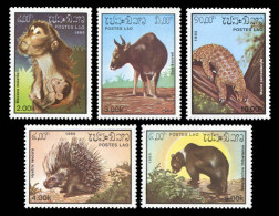 LAOS 1985 - YT 650-654 ; Mi# 846-850 ; Sc 645-649 MNH Fauna - Laos