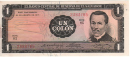 EL SALVADOR  1 Colon   P115a  ( 31.8.1971 - 16.3.1974 R. Juan José Simeón Cañas On Front - Cristopher  Columbus On Back) - Salvador