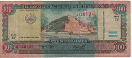 EL SALVADOR  100 Colones   P140a (12.3.1993-17.10.1994) - ( Tazumal Pyramid On Front -  Cristopher  Columbus On Back ) - Salvador