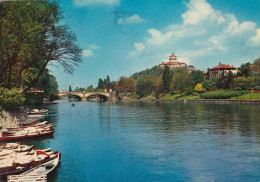 CARTOLINA  TORINO,PIEMONTE-IL PO E IL MONTE CAPPUCCINI-STORIA,MEMORIA,CULTURA,RELIGIONE,BELLA ITALIA,VIAGGIATA 1974 - Fiume Po