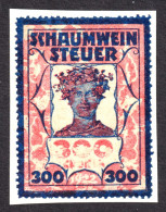 Sparkling Wine Champagne Schaumwein Steuer Wine Grape Alcohol Drink Austria 300 K Revenue Tax Seal Fiscal 1922 - Revenue Stamps