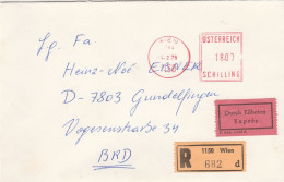 Österreich Express Einschreibebrief Wien 1150 Mit Freistempel Porto 18,00 Schilling 1975 Nach Deutschland - Máquinas Franqueo (EMA)