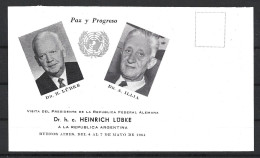 Argentina 1964 Rare Unused Card Visit H.Lübke German President To Argentina - Storia Postale