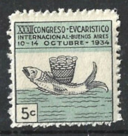 Argentina 1934 Eucaristic Congress Buenos Aires Small And Rare Cinderella MINT - Nuovi