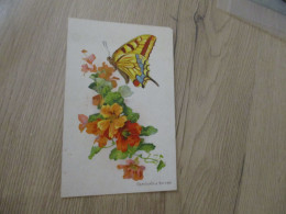 CPA Fantaisie Fleurs Papillon Butterfly Capucine Et Satyre Pub Chicorée Casiez Moka Cambrai - Butterflies