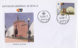 SPAIN. COVER EXPO SEVILLA'92. PAVILION OF OMAN - Brieven En Documenten