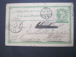 CANADA ,  2 Cent Ganzsache  Nach Deutschland Verschickt , Abs.: Dt. Konsulat In Toronto 1893 - Storia Postale