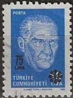 TURKEY 1989 Kemal Ataturk Surcharged - 75l. On 10l. - Blue And Cobalt FU - Gebruikt