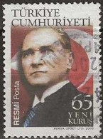 TURKEY 2008 Official Stamp - Mustafa Kemal Atatürk - 65ykr. - Facing Front FU - Dienstzegels