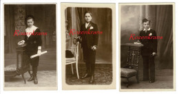 Lot 3 X Oude Foto Studio Old Ancienne Photo Photograph Cabinet Communion Heilige Communie Boy Garcon Jongen Enfant Kind - Unclassified