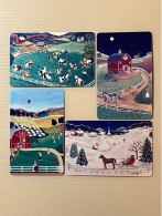 Mint USA UNITED STATES America Prepaid Telecard Phonecard, Four Seasons Series Christmas In Vermont, Set Of 4 Mint Cards - Verzamelingen