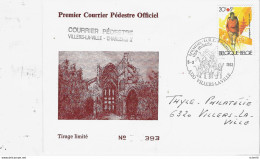 -Enveloppe :PREMIER Courrier PEDESTRE( Villers-la-ville - Charleroi)  - Tirage Limité - N° 393 - Oblitération, Bruxelles - Autres & Non Classés