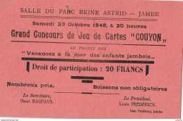 -JAMBE-1948-Grand Concours De "COUYON" Au Profit Des Vacances à La Merdes Enfants Jambois , 20 Frs - Other & Unclassified