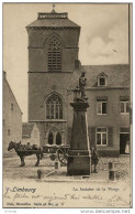 -LIMBOURG -La Fontaine  De La  Vierge Devant L'église Avec Attelage De Cheval (ardenais?) Tirant Remorque +gamin - Limburg