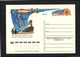 RUSSIA USSR Post Card Stamped Stationery USSR PK OM 089 Plane Ship Penguins Antactic Exploration - Non Classés