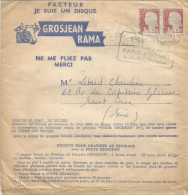 5 DISQUE SOUPLE - PUB PUBLICITE GROSJEAN -RAMA  - 45 TOURS  + Pochette D'envoi Poste 1961 - Formats Spéciaux