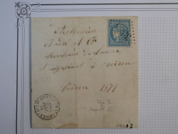 DD1 FRANCE BELLE  LETTRE RR  1871  ST ETIENNE A VOIRON   +EMISSION DE BORDEAUX  N°45     ++ - 1870 Ausgabe Bordeaux