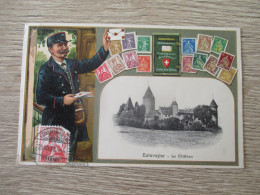 SUISSE FANTAISIE ESTAVAYER LE CHATEAU FACTEUR LETTRE TIMBRES - Estavayer