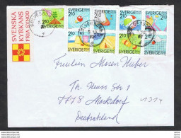 SWEDEN: 1990 COVERT WITH 9 VAL. REDUCED RATE (1524 // 1533) - TO GERMANY - Storia Postale