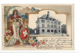 31463 - Flawil Post Und Gemeindehaus 1905 Carte En Relief - Flawil