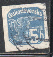 CZECH CECA CZECHOSLOVAKIA CESKA CECOSLOVACCHIA 1937 NEWSPAPER STAMP CARRIER PIGEON 5h USED USATO OBLITERE' - Francobolli Per Giornali