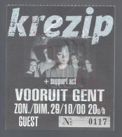 Krezip - 29 Oktober 2000 - Vooruit Gent (BE) - Concert Ticket - Concert Tickets