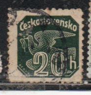 CZECH CECA CZECHOSLOVAKIA CESKA CECOSLOVACCHIA 1937 PERFORATED NEWSPAPER STAMP CARRIER PIGEON 20h USED USATO OBLITERE' - Sellos Para Periódicos