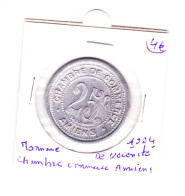 France 25 Centimes Monnaie De Nécessité 1921 Chambre De Commerce Amiens - Other & Unclassified