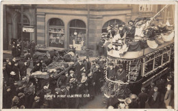 Lot373 Uk First Electric Car Tram Festive York Yorkshire Tram Real Photo England - York