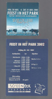 Feest In Het Park 2002 - Donkvijver Oudenaarde (BE) - Concert Ticket - Concert Tickets