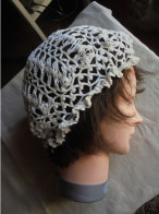 Ancien - Coiffe Filet à Cheveux Crochetée Main Fil De Coton - Autres & Non Classés