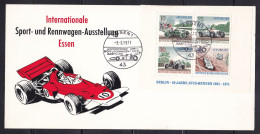 Germany - 1971 Essen Racing Car Exhibition Franked Berlin Miniature Sheet Pictorial Pmk - Bloques