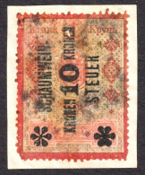 Sparkling Wine Champagne Schaumwein Steuer Alcohol Drink Austria Revenue Tax Seal Stamp 1912 BOSNIA Overprint 10 K 1 H - Fiscale Zegels