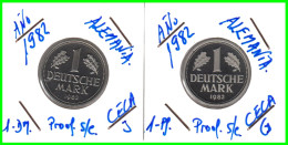 ALEMANIA GERMANY  - ( EUROPA ) 2 MONEDAS  - VALOR 1.00 MARCO AÑO 1982 CECA - J.-  G .PROOF - 1 Mark