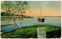 Estonia 1923 Postcard Eesti Maastik - Motiv Aus Eesti / Scenic View & Boat; Scott 67 - 2m. Weaver; Rakvere Postmarks - Estonie