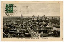 Estonia 1932 Postcard Tallinn - Üldvaade Oleviste Tornist / Totalansicht; Scott 92 - 4s. Arms - Estonie