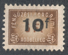 Hungary 1947 1948 Overprint - Luxury Revenue Tax Fiscal Stamp - 10 Fill / 5 Fill - Cat MBIK No. 7 - Kossuth Coat Of Arms - Steuermarken