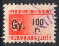 1948 Hungary - Wool Import Tax -  FISCAL BILL - Revenue Stamp - 100 Ft - Used - RR! - KOSSUTH Coat Of Arms - Steuermarken
