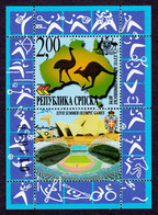 Bosnia Serbia 2000 Summer Olympic Games Sydney Australia Fauna Kangaroo Emu, Block, Souvenir Sheet MNH - Estate 2000: Sydney