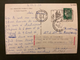 CP BRIANCON TP M DE CHEFFER 0,30 OBL.MEC.20-7 1973 05 BRIANCON PPAL+REEXPEDITION VIGNETTE POSTES FRANCE+OBL.76 CAUDEBEC - 1967-1970 Marianne De Cheffer