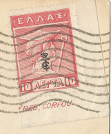 GREECE - 10 L."E/T" (Mi #215) ALONE WITH MARGINAL INSCRIPTIONS FRANKING PC (VIEW OF ATHENS) TO USA - 1919 - Cartas & Documentos