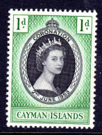 CAYMAN ISLANDS - 1953 CORONATION STAMP FINE LIGHTLY MOUNTED MINT LMM * SG 162 - Honduras Britannico (...-1970)